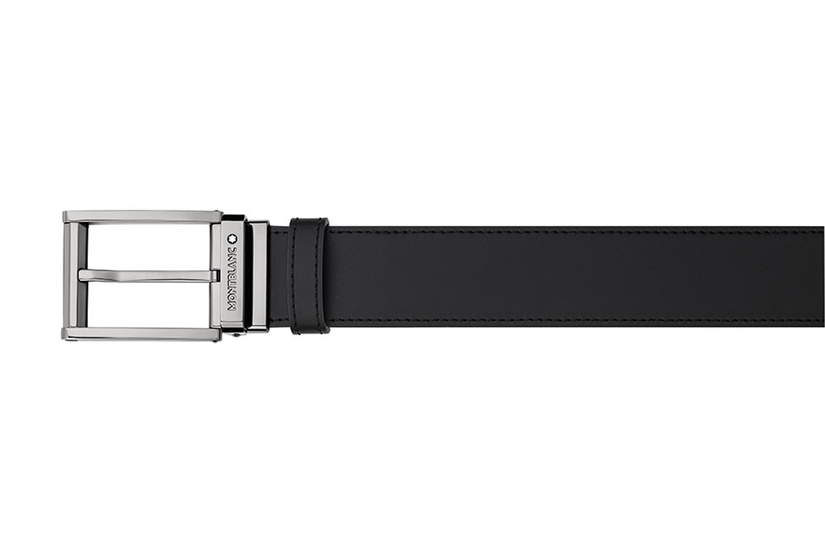 Montblanc Zwart Lederen Heren Riem 120x3,5 cm